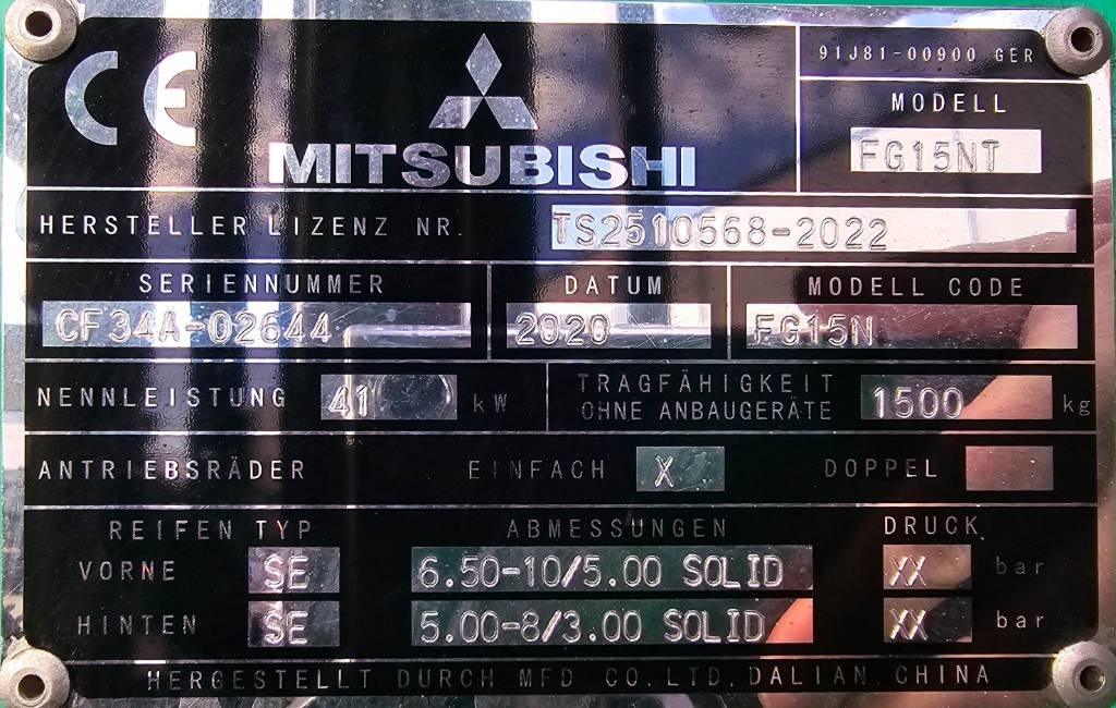 Pirun më gaz Mitsubishi FG 15 NT: foto 14