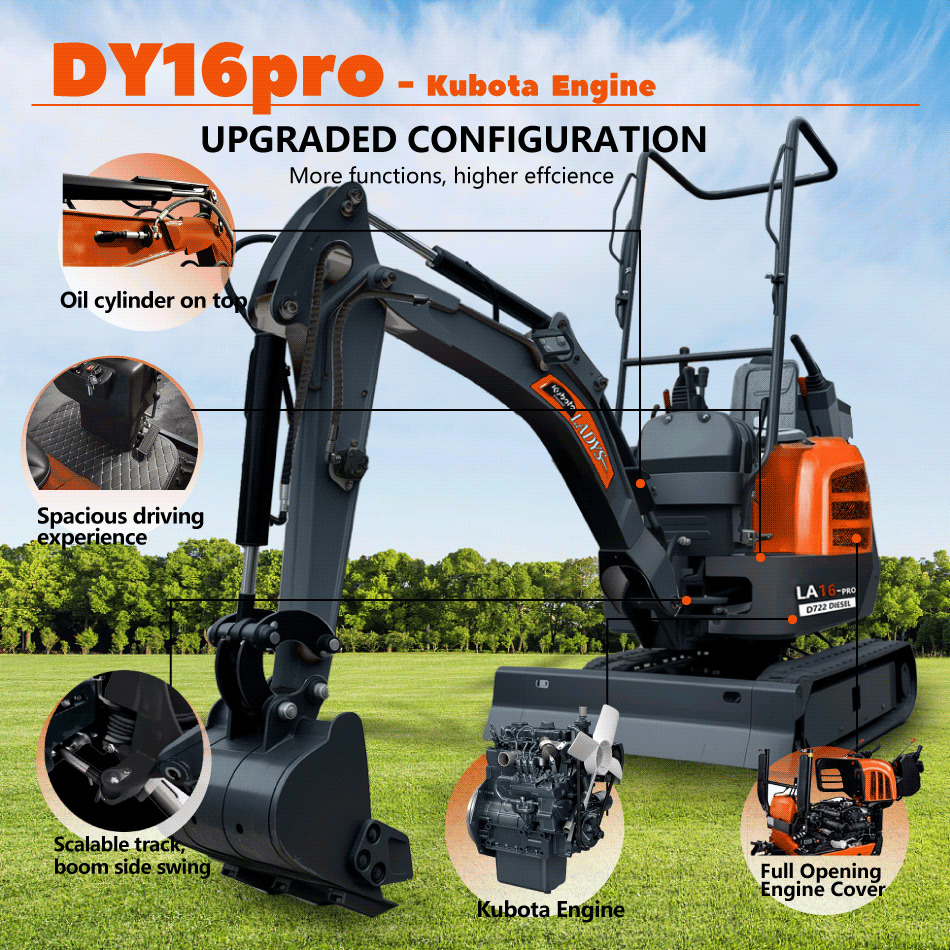 LADYS LA16Pro Mini Excavator Digger Miniexcavadora EPA Kubota Engine Mini Excavator For Sale With Mini Excavator Attachment Set - Miniekskavator: foto 3 LADYS LA16Pro Mini Excavator Digger Miniexcavadora EPA Kubota Engine Mini Excavator For Sale With Mini Excavator Attachment Set - Miniekskavator: foto 3