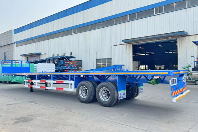TITAN 2 Axle 45 Ft Flatbed Trailers for Sale in Algeria - Gjysmë rimorkio e hapur/ Platformë: foto 1 TITAN 2 Axle 45 Ft Flatbed Trailers for Sale in Algeria - Gjysmë rimorkio e hapur/ Platformë: foto 1