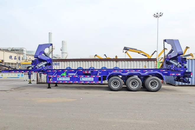 XCMG 40Ft Shipping Container Side Loader for Sale in Argentina - Transportjer kontejnerësh/ Gjysmë rimorkio me karroceri të çmontueshme: foto 1 XCMG 40Ft Shipping Container Side Loader for Sale in Argentina - Transportjer kontejnerësh/ Gjysmë rimorkio me karroceri të çmontueshme: foto 1