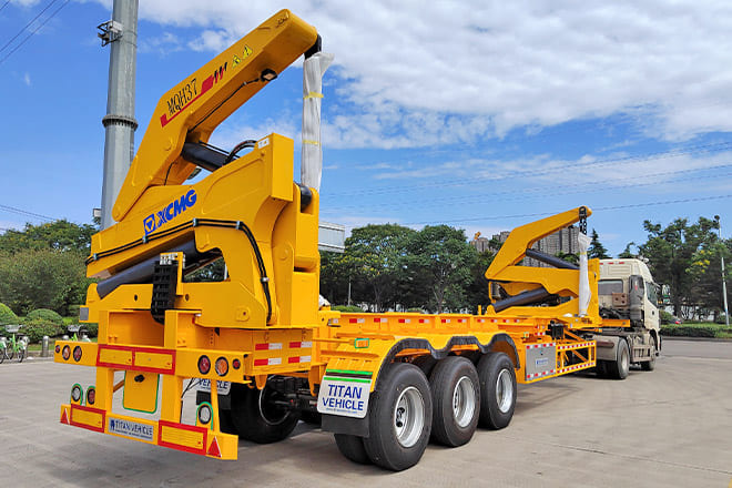 XCMG 40T Container Side Lift Trailer for Sale in Tanzania - Transportjer kontejnerësh/ Gjysmë rimorkio me karroceri të çmontueshme: foto 1 XCMG 40T Container Side Lift Trailer for Sale in Tanzania - Transportjer kontejnerësh/ Gjysmë rimorkio me karroceri të çmontueshme: foto 1