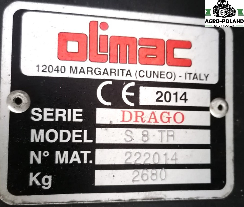OLIMAC DRAGO S 8 TR - 8X70 - 2014 ROK - Korrëse misri: foto 2 OLIMAC DRAGO S 8 TR - 8X70 - 2014 ROK - Korrëse misri: foto 2