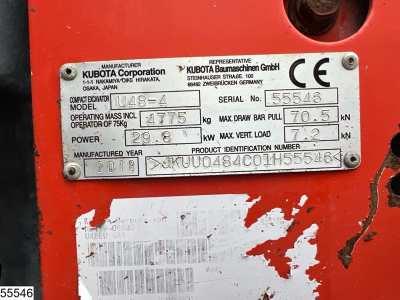 Kubota U 48 29,8KW, 1 bucket, 3681h - Miniekskavator: foto 5 Kubota U 48 29,8KW, 1 bucket, 3681h - Miniekskavator: foto 5