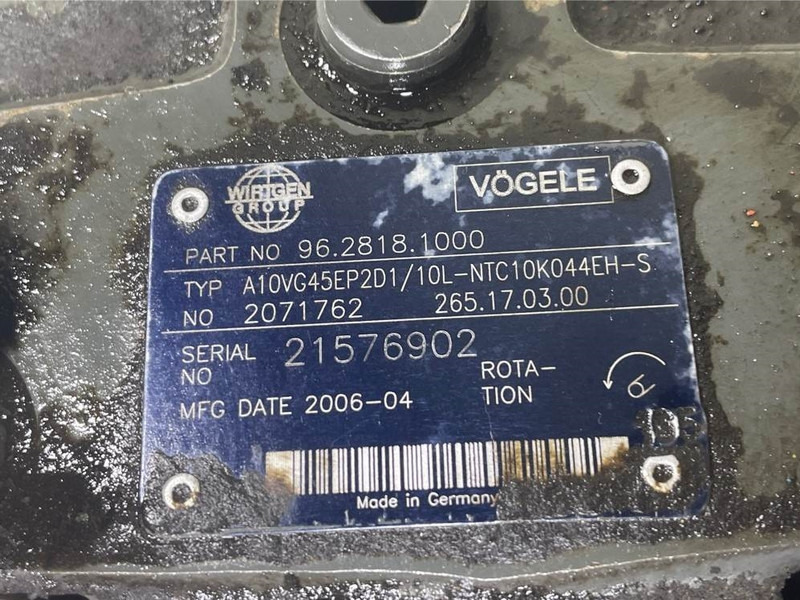 Vögele 96.2823.1000/R902071762/265.17.03.00-Drive pump - Sistemi hidraulik për Makineri ndërtimi: foto 4 Vögele 96.2823.1000/R902071762/265.17.03.00-Drive pump - Sistemi hidraulik për Makineri ndërtimi: foto 4