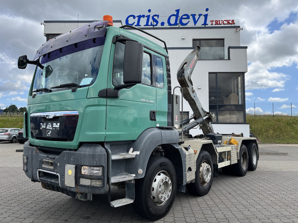MAN TGS 35.480 8x4 Abrollkipper Hiab Multilift AHK - Kamion vetëngarkues: foto 1 MAN TGS 35.480 8x4 Abrollkipper Hiab Multilift AHK - Kamion vetëngarkues: foto 1