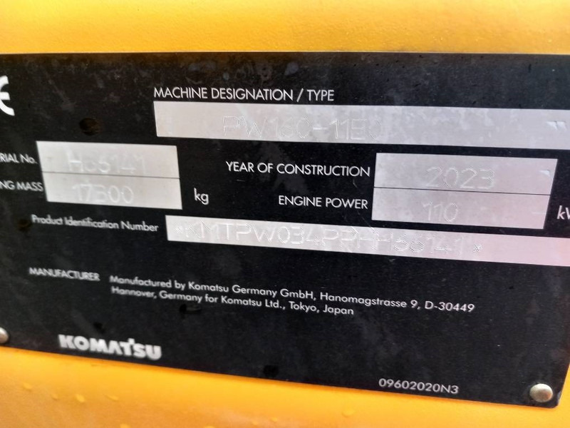 Komatsu PW160-11E0 - Ekskavator me goma: foto 4 Komatsu PW160-11E0 - Ekskavator me goma: foto 4