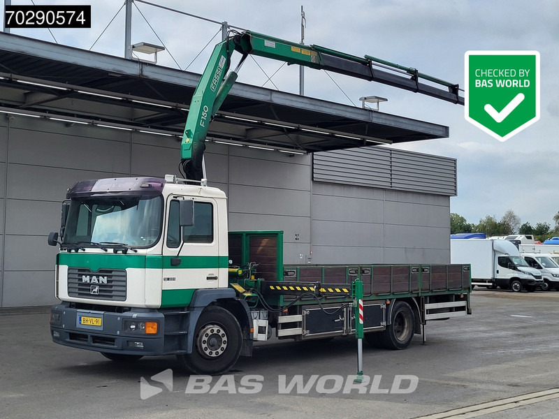 MAN 18.224 18 M 4X2 NL-Truck APK Fassi F150A.24 Kran Crane Manual Euro 2 - Kamion me karroceri të hapur, Kamion me vinç: foto 1 MAN 18.224 18 M 4X2 NL-Truck APK Fassi F150A.24 Kran Crane Manual Euro 2 - Kamion me karroceri të hapur, Kamion me vinç: foto 1