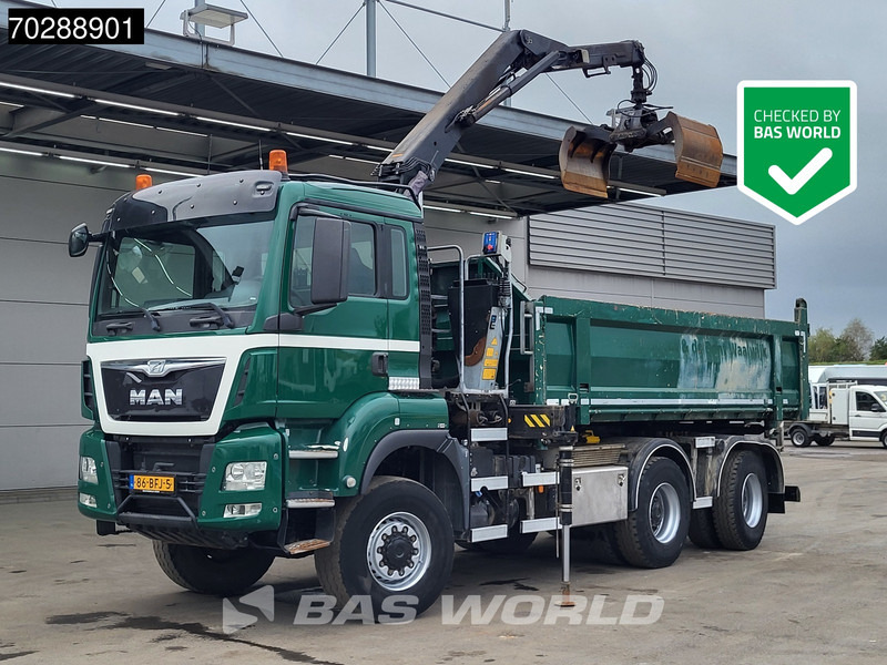 MAN TGS 33.440 TGS 6X6 NL-Truck 12m3 Jansen Tipper HMF 1643 Crane Steering-Axle Big-Axle Automatic Euro 6 - Kamion vetëshkarkues, Kamion me vinç: foto 1 MAN TGS 33.440 TGS 6X6 NL-Truck 12m3 Jansen Tipper HMF 1643 Crane Steering-Axle Big-Axle Automatic Euro 6 - Kamion vetëshkarkues, Kamion me vinç: foto 1