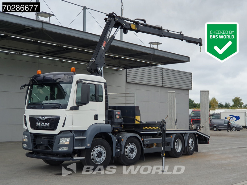 MAN TGS 35.360 8X2 HIAB X-Hiduo 158 BS-3 Crane Lift+lenkasche Machine transporter Euro 6 - Autotransportues, Kamion me vinç: foto 1 MAN TGS 35.360 8X2 HIAB X-Hiduo 158 BS-3 Crane Lift+lenkasche Machine transporter Euro 6 - Autotransportues, Kamion me vinç: foto 1