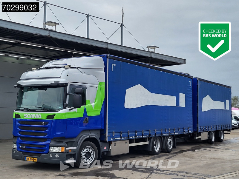 Scania R410 R 6X2 NL-Combi Curtainsides Lift+steering axle Automatic Euro 6 - Kamion me tendë: foto 1 Scania R410 R 6X2 NL-Combi Curtainsides Lift+steering axle Automatic Euro 6 - Kamion me tendë: foto 1