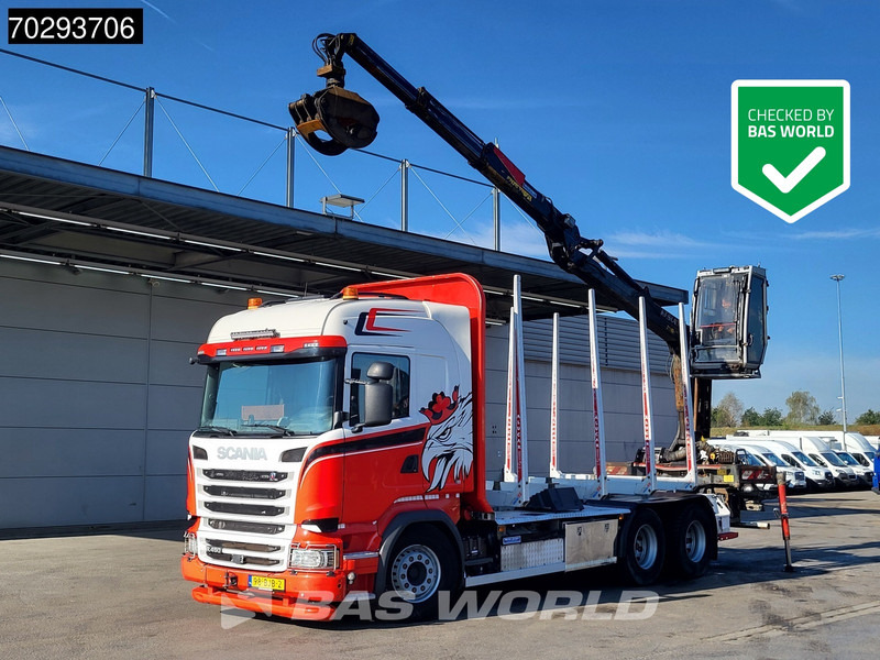 Scania R450 R 6X4 NL-Truck Kesla 2110T Crane Kran Holztransport Manual ACC Xenon Euro 6 - Kamion për transport druri, Kamion me vinç: foto 1 Scania R450 R 6X4 NL-Truck Kesla 2110T Crane Kran Holztransport Manual ACC Xenon Euro 6 - Kamion për transport druri, Kamion me vinç: foto 1