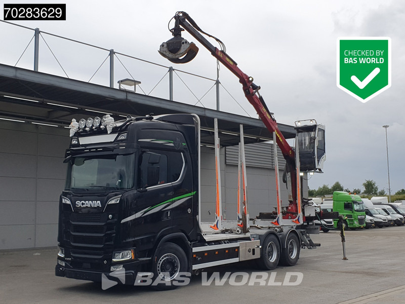 Scania S650 S 6X4 Tajfun LIV100K Kran Holztransport Retarder 3-Pedals Euro 6 - Kamion për transport druri, Kamion me vinç: foto 1 Scania S650 S 6X4 Tajfun LIV100K Kran Holztransport Retarder 3-Pedals Euro 6 - Kamion për transport druri, Kamion me vinç: foto 1