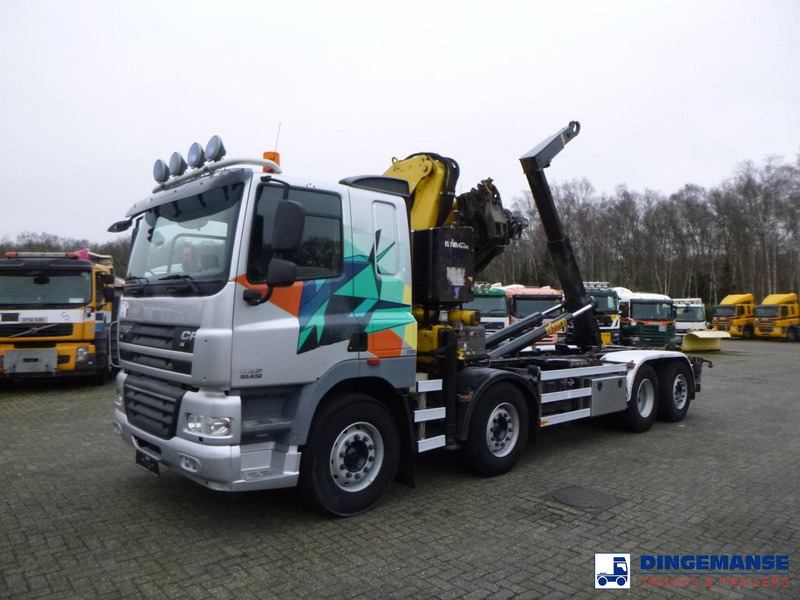 DAF CF 85.410 8x2 Hyva container hook + crane - Kamion me vinç: foto 1 DAF CF 85.410 8x2 Hyva container hook + crane - Kamion me vinç: foto 1