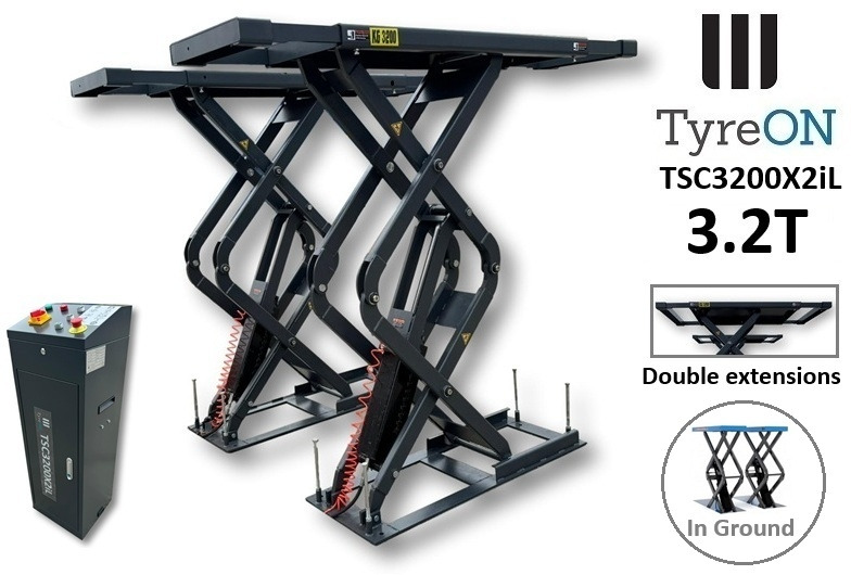 TSC3500X2iL in floor scissor lift - double extensions- Platform length up to 224 cm - also for longer vehicles - Pajisjet e ofiçinës: foto 1 TSC3500X2iL in floor scissor lift - double extensions- Platform length up to 224 cm - also for longer vehicles - Pajisjet e ofiçinës: foto 1