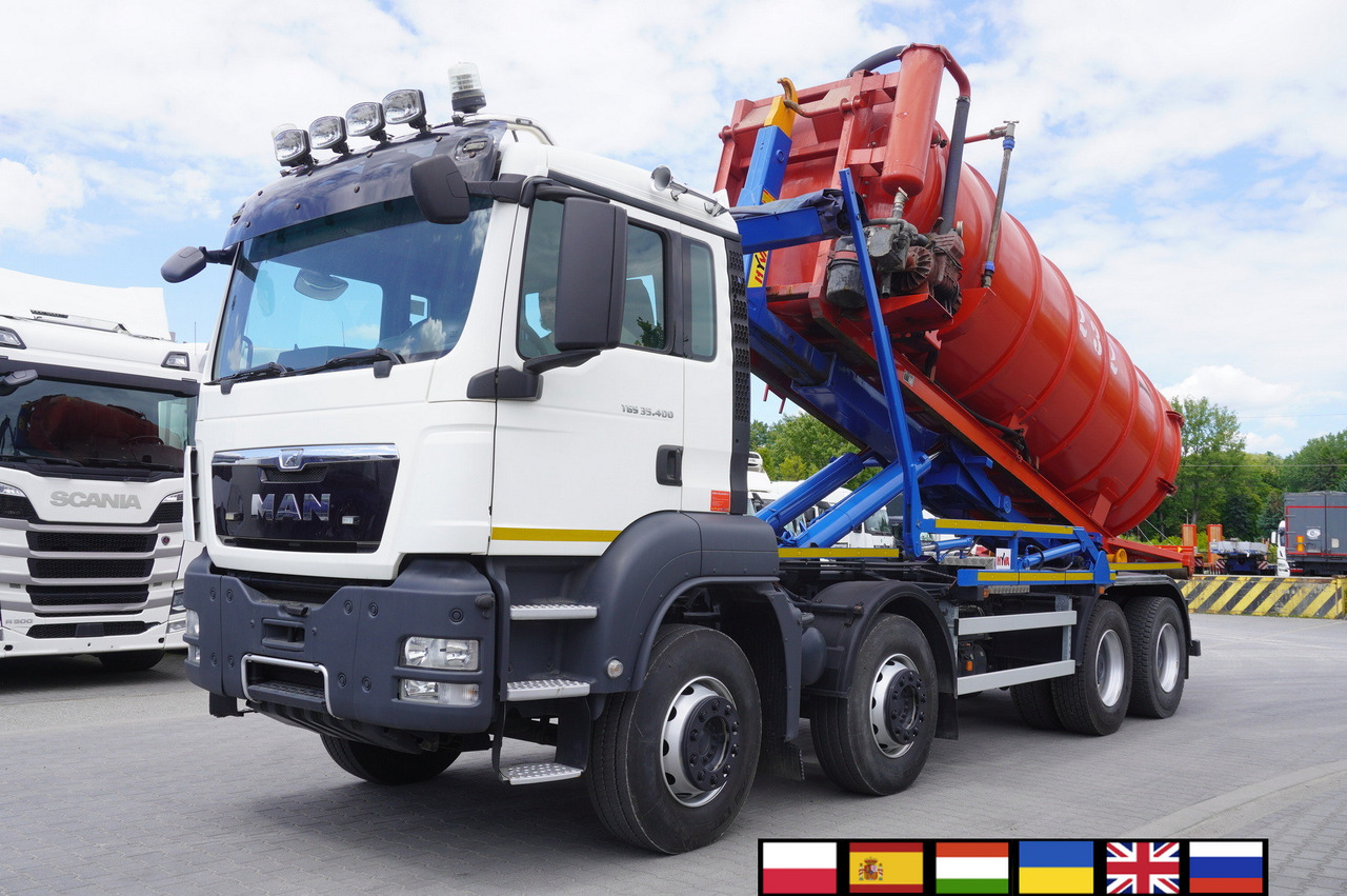 MAN TGS 35.400 8 × 4 E5 / HYVA HOOK LIFT 32.56 SE / Septic barrel 13000 L - Cisternë pleh i lëngshëm: foto 1 MAN TGS 35.400 8 × 4 E5 / HYVA HOOK LIFT 32.56 SE / Septic barrel 13000 L - Cisternë pleh i lëngshëm: foto 1