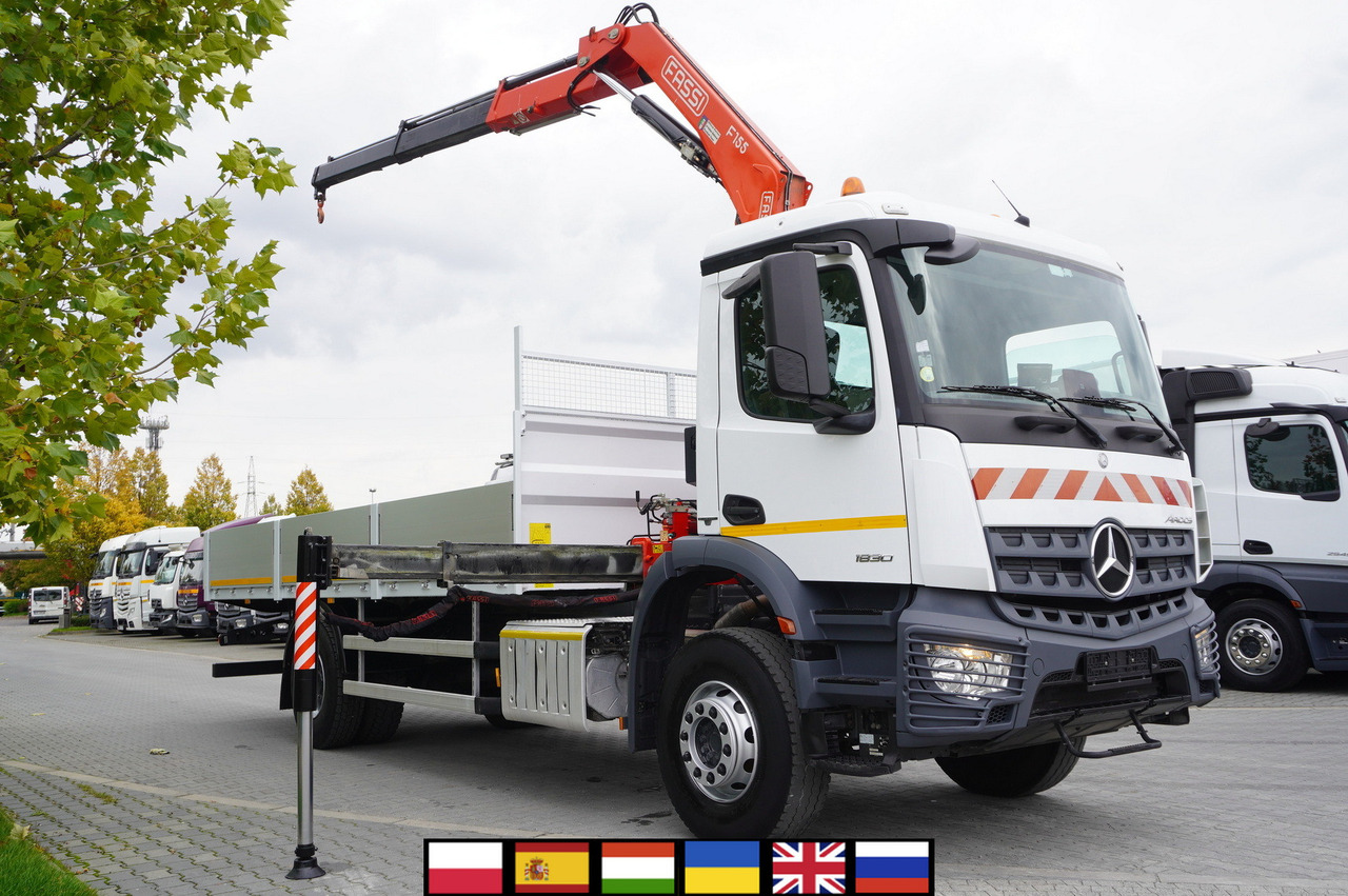 MERCEDES-BENZ Arocs 1830 / Flatbed 16 EPAL / HDS Fassi 155 / Reach 8 m / Load capacity 6160 kg - Kamion me karroceri të hapur, Kamion me vinç: foto 1 MERCEDES-BENZ Arocs 1830 / Flatbed 16 EPAL / HDS Fassi 155 / Reach 8 m / Load capacity 6160 kg - Kamion me karroceri të hapur, Kamion me vinç: foto 1