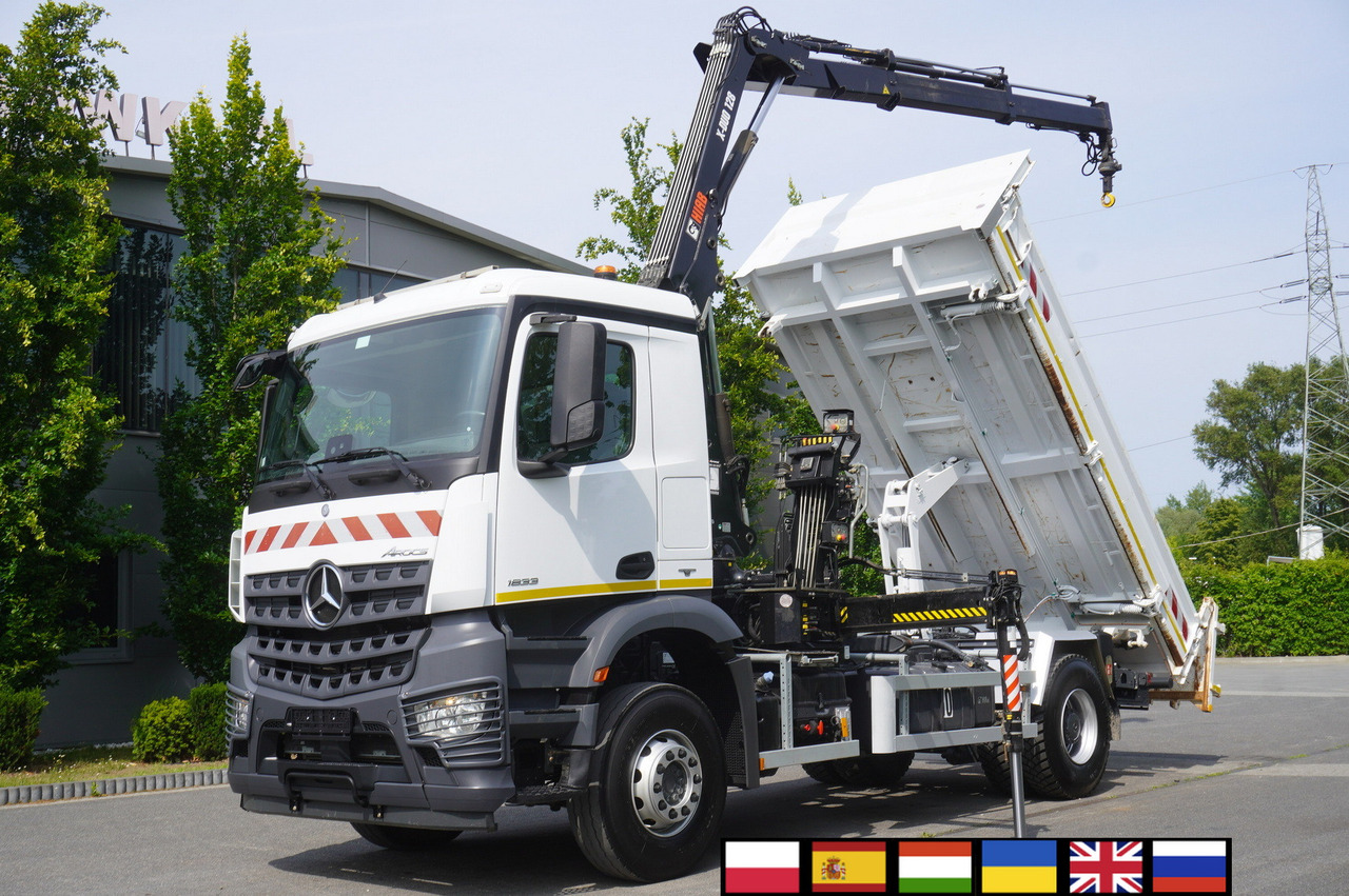 MERCEDES-BENZ Arocs 1833 / 87,000 km!!! / Hds HIAB X-DUO 128 B-2 / three-sided tipper - Kamion me karroceri të hapur, Kamion me vinç: foto 1 MERCEDES-BENZ Arocs 1833 / 87,000 km!!! / Hds HIAB X-DUO 128 B-2 / three-sided tipper - Kamion me karroceri të hapur, Kamion me vinç: foto 1