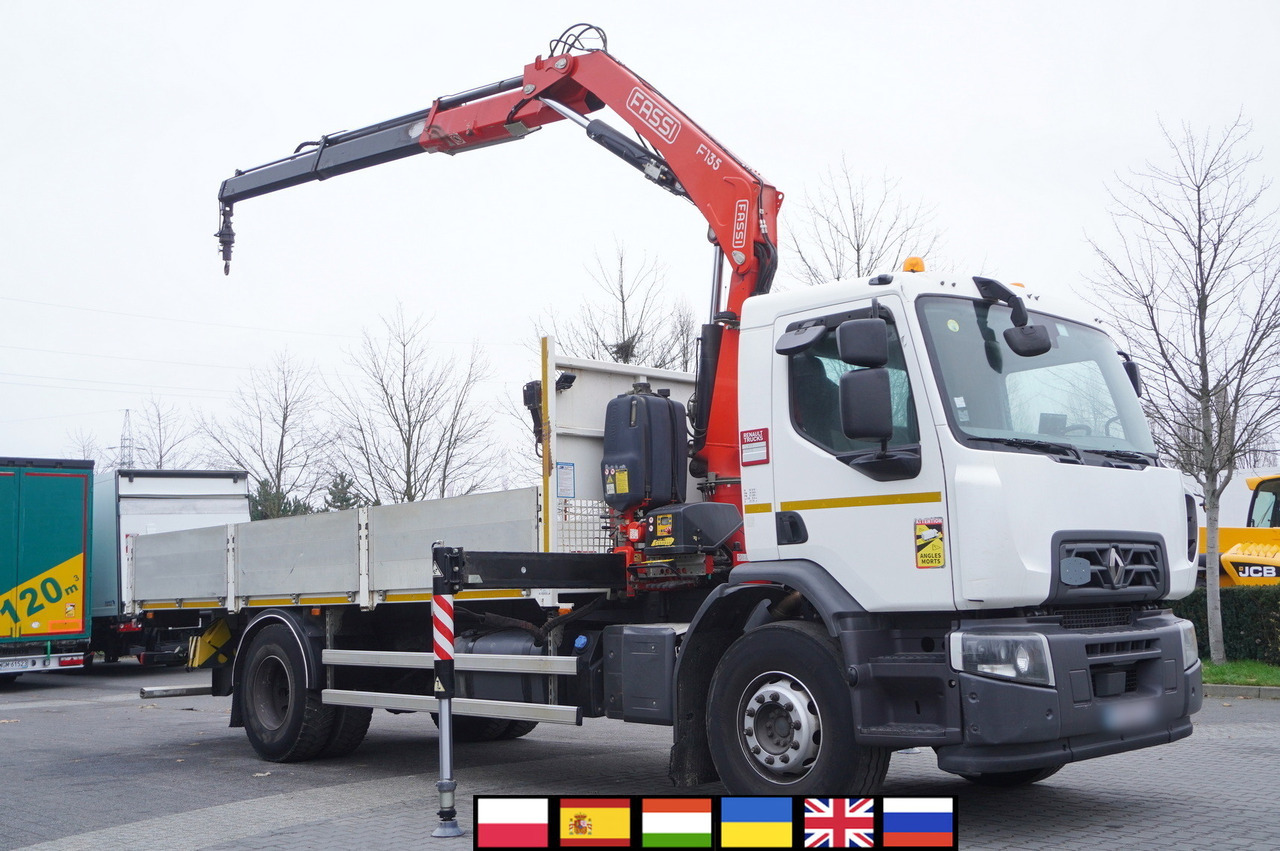 RENAULT C280 DTI 8 / FASSI crane 5.6 T / 560 MTH / range 8 m / Flatbed 15 EPAL - Kamion me karroceri të hapur, Kamion me vinç: foto 1 RENAULT C280 DTI 8 / FASSI crane 5.6 T / 560 MTH / range 8 m / Flatbed 15 EPAL - Kamion me karroceri të hapur, Kamion me vinç: foto 1