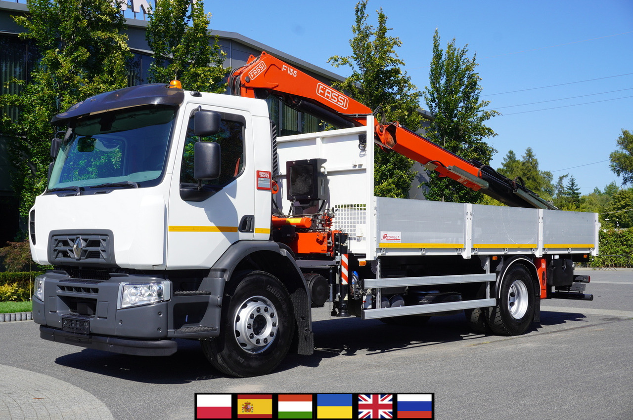 RENAULT C280 DTI 8 / FASSI crane 5.6 T / range 8 m / Flatbed 15 EPAL - Kamion me karroceri të hapur, Kamion me vinç: foto 1 RENAULT C280 DTI 8 / FASSI crane 5.6 T / range 8 m / Flatbed 15 EPAL - Kamion me karroceri të hapur, Kamion me vinç: foto 1