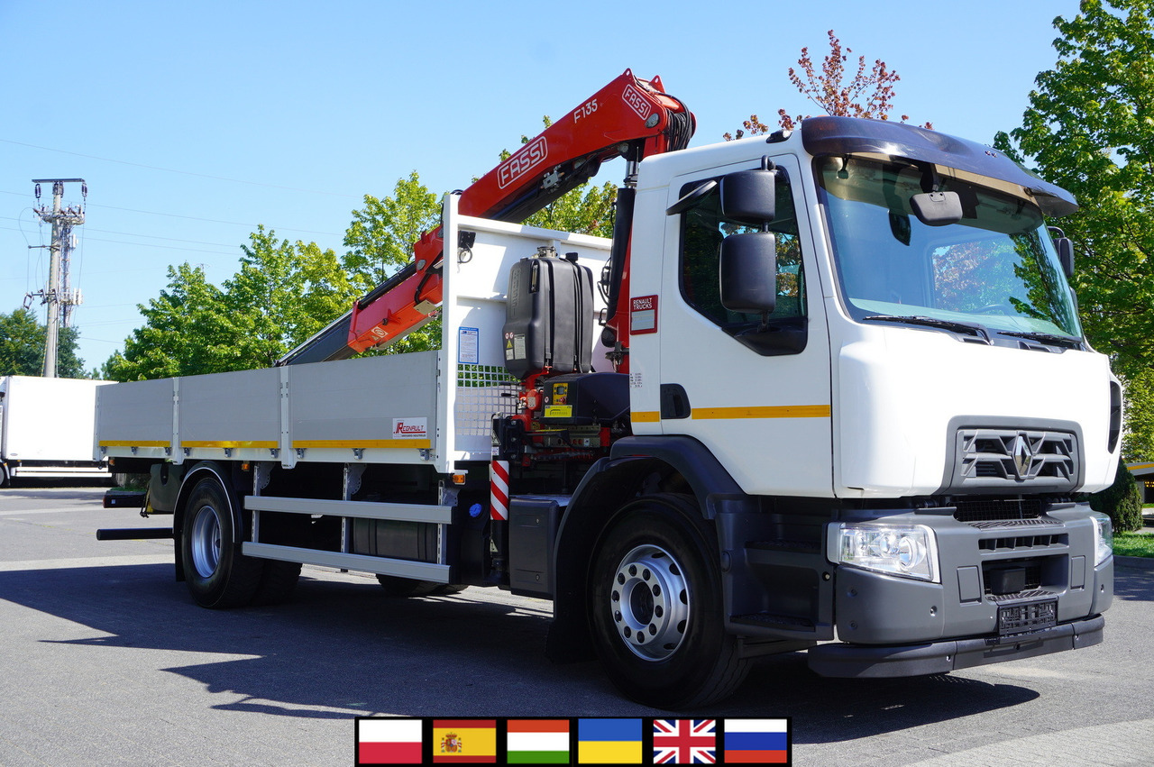 RENAULT C280 DTI 8 / FASSI crane 5.6 T / range 8 m / Flatbed 15 EPAL - Kamion me vinç: foto 1 RENAULT C280 DTI 8 / FASSI crane 5.6 T / range 8 m / Flatbed 15 EPAL - Kamion me vinç: foto 1