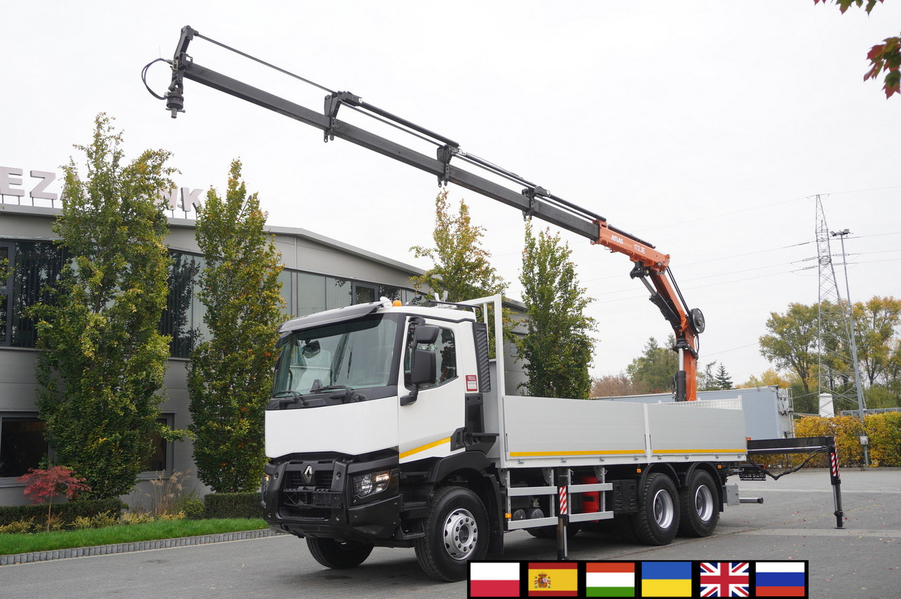 RENAULT C380 Comfort 6x4 / Atlas 172.3E crane / Range 12.3 m / capacity 6.1 t / Flatbed 17 EPAL - Kamion me vinç: foto 1 RENAULT C380 Comfort 6x4 / Atlas 172.3E crane / Range 12.3 m / capacity 6.1 t / Flatbed 17 EPAL - Kamion me vinç: foto 1