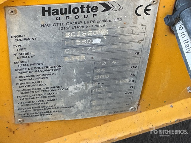 2014 Haulotte H15SDX 4x4 Diesel Scissor Lift - Ngritës gërshërë: foto 3 2014 Haulotte H15SDX 4x4 Diesel Scissor Lift - Ngritës gërshërë: foto 3