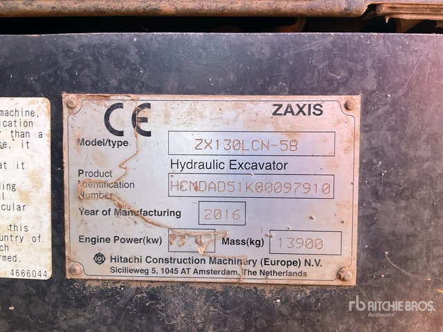 2016 Hitachi ZX130 LCN-5B Tracked Excavator - Ekskavator me zinxhirë: foto 1 2016 Hitachi ZX130 LCN-5B Tracked Excavator - Ekskavator me zinxhirë: foto 1