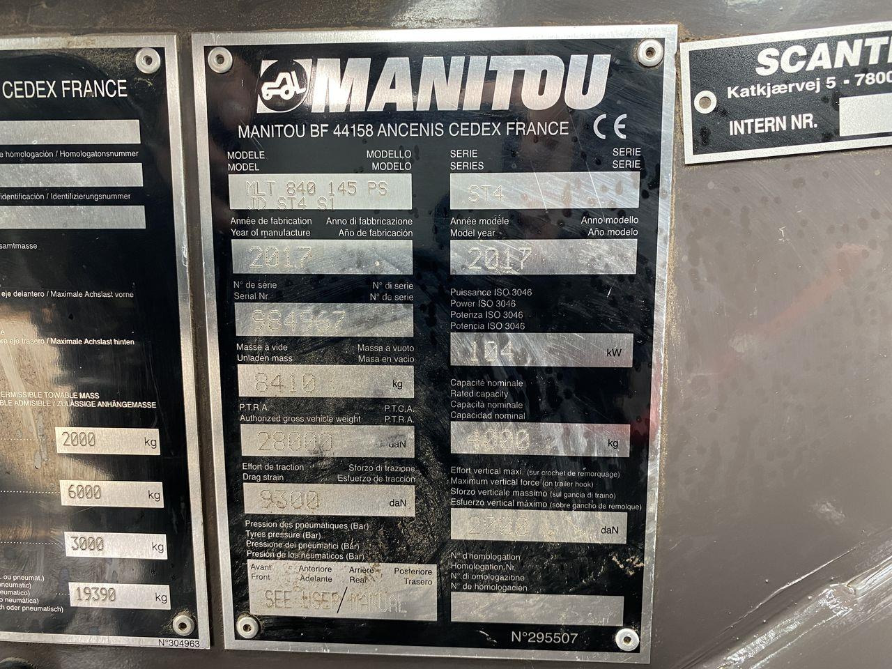 Ekskavator teleskopik Manitou MLT840-145PS ELITE: foto 12