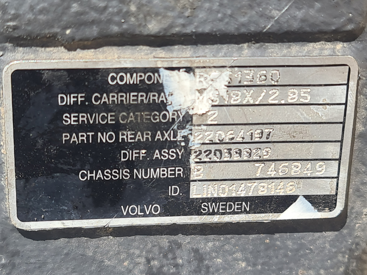 VOLVO DIFFERENTIAL DIFF / MS18X / RSS1360 / RATIO 2.85 37-13 / WORLDWIDE DELIVERY - Aksi i pasmë: foto 5 VOLVO DIFFERENTIAL DIFF / MS18X / RSS1360 / RATIO 2.85 37-13 / WORLDWIDE DELIVERY - Aksi i pasmë: foto 5