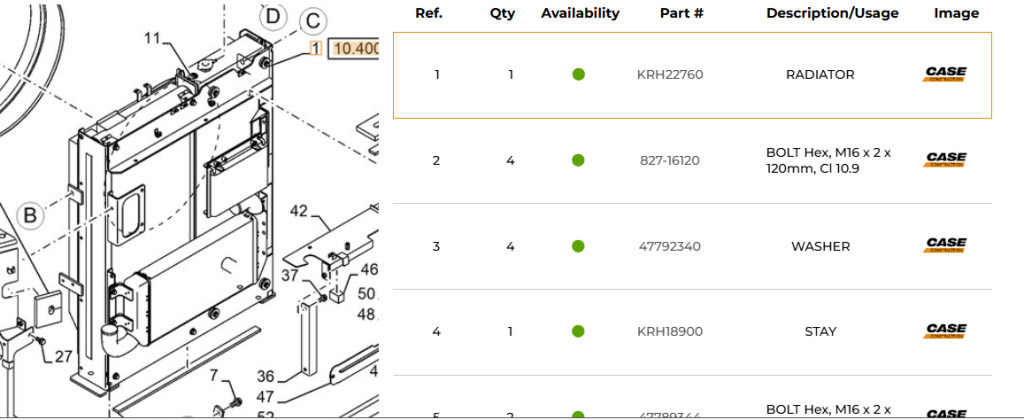 Case KRH22760 - Sistemi i ftohjes për Makineri ndërtimi: foto 1 Case KRH22760 - Sistemi i ftohjes për Makineri ndërtimi: foto 1