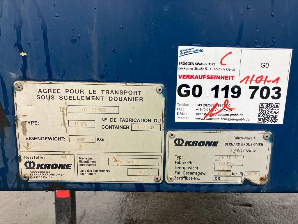 Karroceri - vagonetë e ndërrueshme Krone Wechselbrücke Koffer: foto 7 Karroceri - vagonetë e ndërrueshme Krone Wechselbrücke Koffer: foto 7