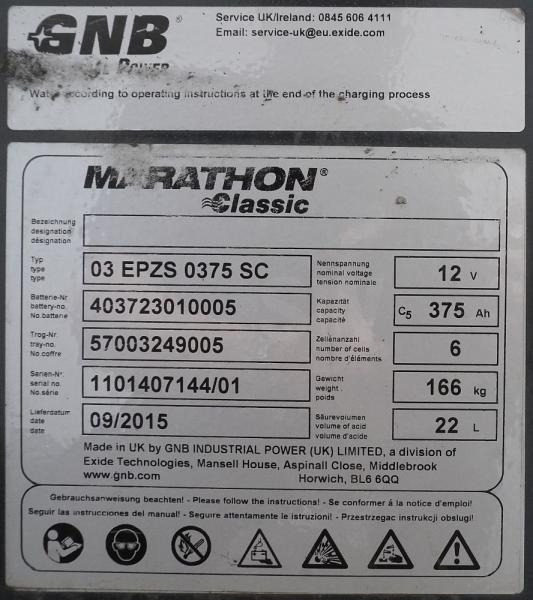 GNB 24 Volt 3 PzS 375 Ah - Bateria për Pajisje për trajtimin e materialeve: foto 5 GNB 24 Volt 3 PzS 375 Ah - Bateria për Pajisje për trajtimin e materialeve: foto 5