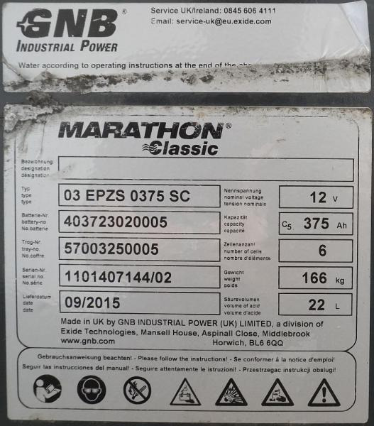 GNB 24 Volt 3 PzS 375 Ah - Bateria për Pajisje për trajtimin e materialeve: foto 4 GNB 24 Volt 3 PzS 375 Ah - Bateria për Pajisje për trajtimin e materialeve: foto 4