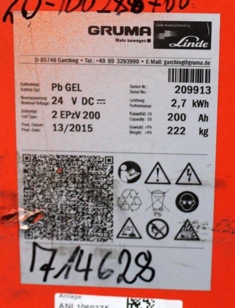 GRUMA 24 Volt 2 PzV 200 Ah - Bateria për Pajisje për trajtimin e materialeve: foto 5 GRUMA 24 Volt 2 PzV 200 Ah - Bateria për Pajisje për trajtimin e materialeve: foto 5