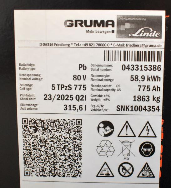 GRUMA 80 Volt 5 PzS 775 Ah - Bateria: foto 5 GRUMA 80 Volt 5 PzS 775 Ah - Bateria: foto 5