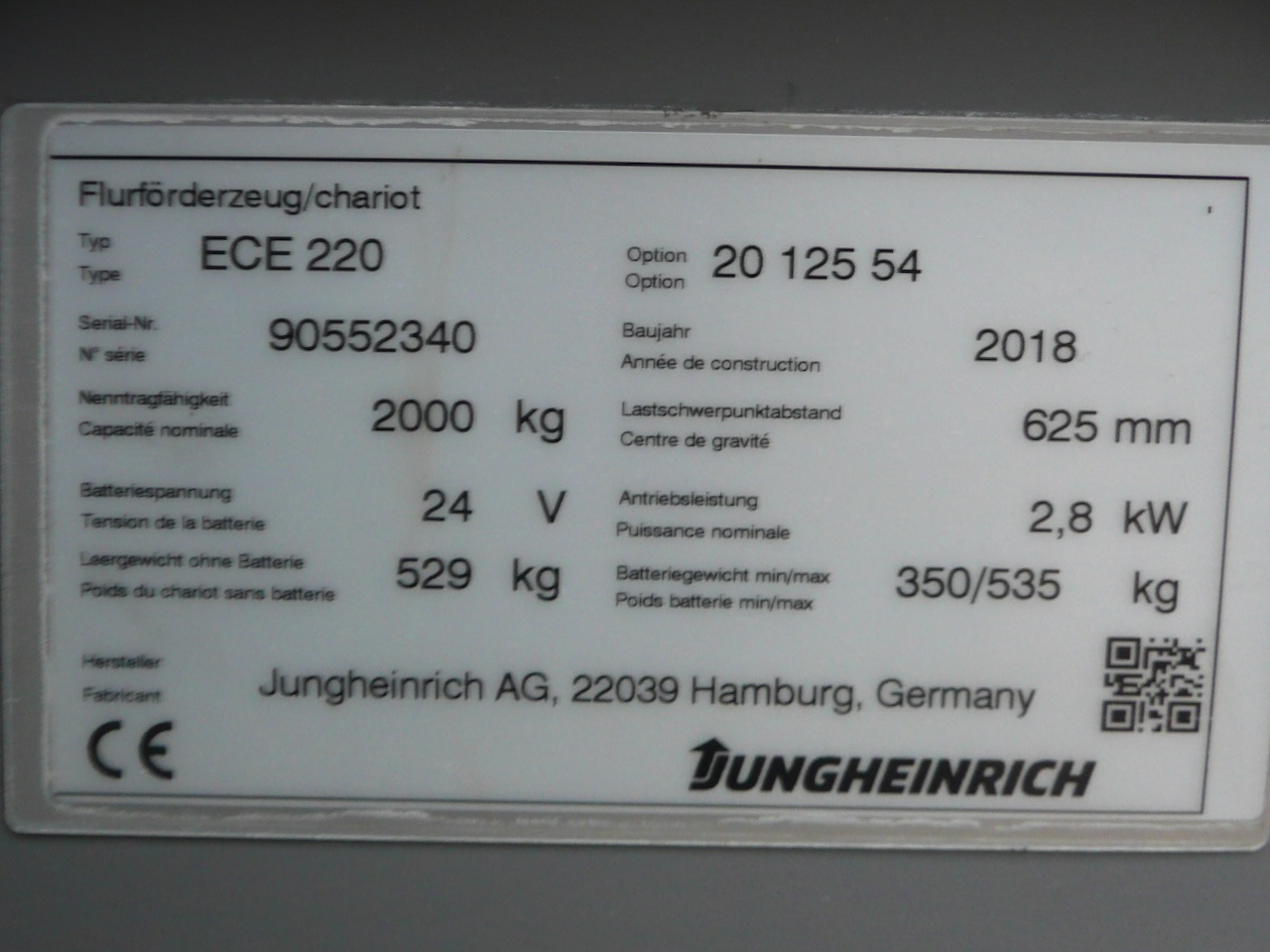 Pirun seleksionues Jungheinrich ECE 220 1250x540mm: foto 7
