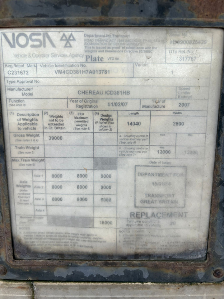 Chereau 2007 Vector 1800 – CBT230R - Gjysmë rimorkio frigorifer: foto 2 Chereau 2007 Vector 1800 – CBT230R - Gjysmë rimorkio frigorifer: foto 2