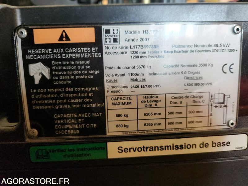 CHARIOT ELEVATEUR DIESEL 3T5 HYSTER H3.5FT - 2007 - 1033 heures - Pirun më naftë: foto 2 CHARIOT ELEVATEUR DIESEL 3T5 HYSTER H3.5FT - 2007 - 1033 heures - Pirun më naftë: foto 2