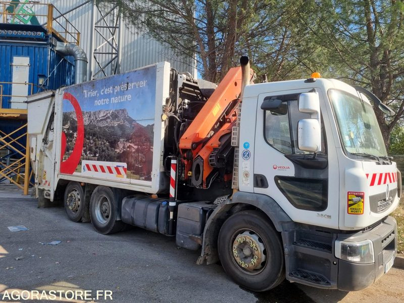 PORTEUR RENAULT 26t BOM GRUE de 2010 - 348000 km (r30074) - Kamion mbeturinash, Kamion me vinç: foto 1 PORTEUR RENAULT 26t BOM GRUE de 2010 - 348000 km (r30074) - Kamion mbeturinash, Kamion me vinç: foto 1