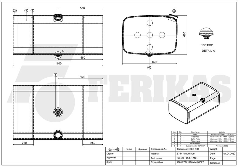 Serbatori i karburantit për Kamioni i ri Iveco New aluminum fuel tank 300L: foto 7