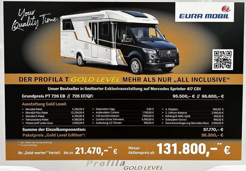 Eura Mobil PROFILA T 726 EB /- 2026 - / GOLD - LEVEL PAKET - Kamper gjysmë i integruar: foto 1 Eura Mobil PROFILA T 726 EB /- 2026 - / GOLD - LEVEL PAKET - Kamper gjysmë i integruar: foto 1
