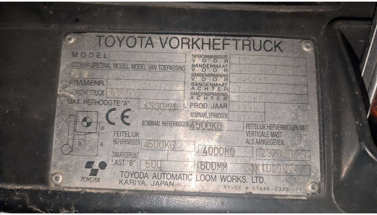 TOYOTA 02-7FG40 FORKLIFT TRUCK - Pirun ngritës: foto 5 TOYOTA 02-7FG40 FORKLIFT TRUCK - Pirun ngritës: foto 5