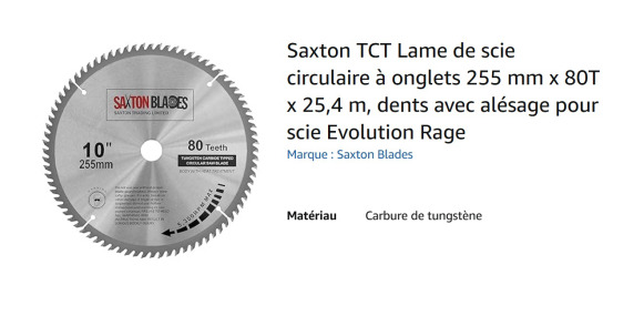 Lame de scie circulaire à onglets SAXTON BLADES - Vegla/ Pajisja: foto 1 Lame de scie circulaire à onglets SAXTON BLADES - Vegla/ Pajisja: foto 1