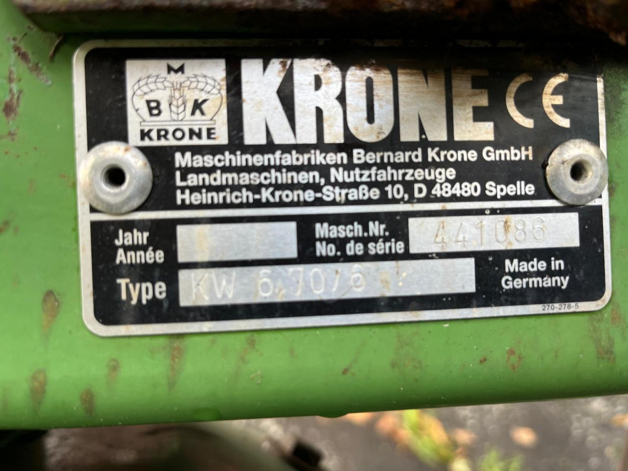 Krone KW 6.70/6 - Barkthyese/ Shkundës bari: foto 2 Krone KW 6.70/6 - Barkthyese/ Shkundës bari: foto 2