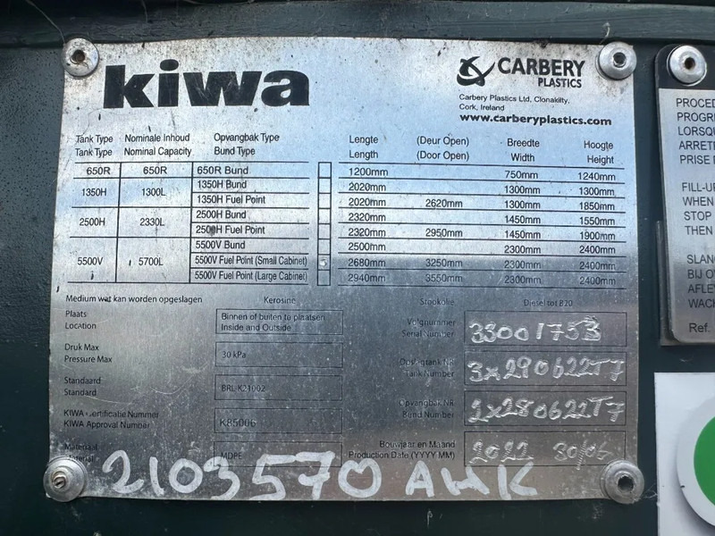 Carbery Kiwa dubbelwandig met mangat Dieseltank 5700 liter met 230 V pompset New ! Overstock - Rezervuari i magazinimit: foto 4 Carbery Kiwa dubbelwandig met mangat Dieseltank 5700 liter met 230 V pompset New ! Overstock - Rezervuari i magazinimit: foto 4