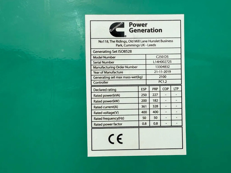 Cummins D250 D5 Stamford 250 kVA Silent generatorset 2019 ! - Set gjeneratori: foto 3 Cummins D250 D5 Stamford 250 kVA Silent generatorset 2019 ! - Set gjeneratori: foto 3