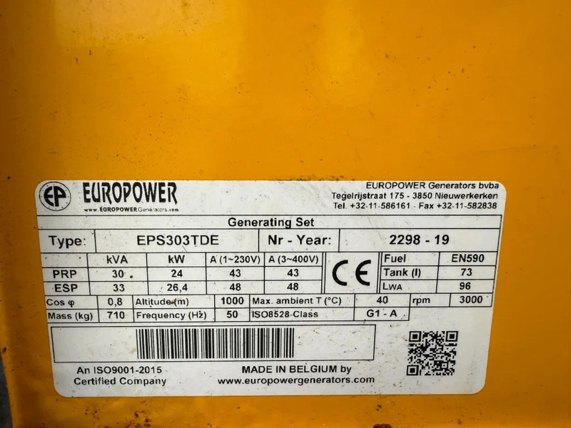 Europower EPS303TDE Kubota 30 kVA Silent generatorset 2019 ! - Set gjeneratori: foto 3 Europower EPS303TDE Kubota 30 kVA Silent generatorset 2019 ! - Set gjeneratori: foto 3