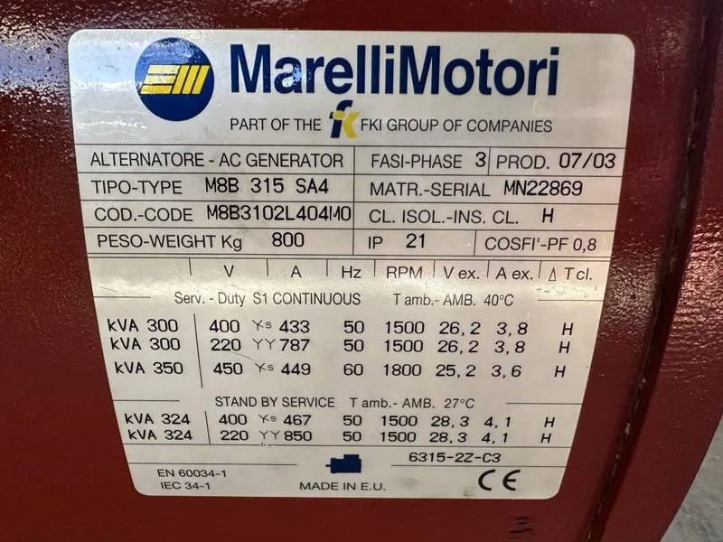 Marelli M8B 315 SA4 Alternator 300 kVA generatordeel SAE 1 / 14 - Set gjeneratori: foto 3 Marelli M8B 315 SA4 Alternator 300 kVA generatordeel SAE 1 / 14 - Set gjeneratori: foto 3