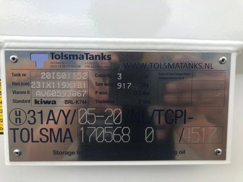 Tolsma Kiwa IBC 3000 liter dieseltank nieuw ! - Rezervuari i magazinimit: foto 3 Tolsma Kiwa IBC 3000 liter dieseltank nieuw ! - Rezervuari i magazinimit: foto 3