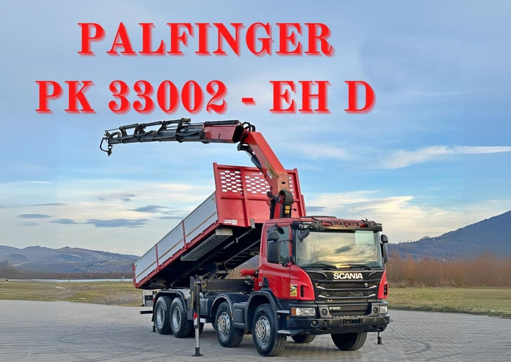 Scania P 400 Kipper 6,80 m * PK 33002-EH D + FUNK * 8x4 - Kamion vetëshkarkues, Kamion me vinç: foto 1 Scania P 400 Kipper 6,80 m * PK 33002-EH D + FUNK * 8x4 - Kamion vetëshkarkues, Kamion me vinç: foto 1